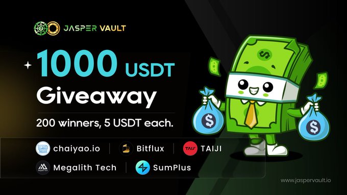 The image features a cartoon character holding stacks of money, with text that reads "Wednesday Giveaway". The post also mentions a team working together to achieve their goal, which could be related to cryptocurrency or gaming.