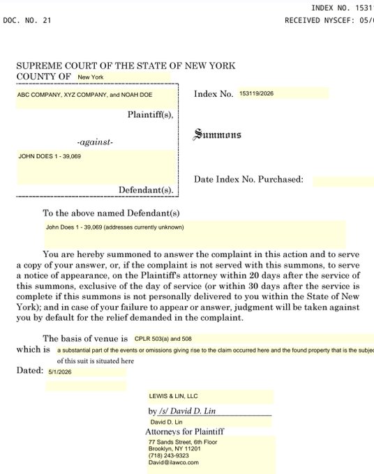 urn of a court case, dated January 18, 2013, purchased for $25,000 and delivered to John D.O.S.F., LLC.