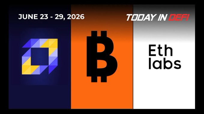 A 'Today in DeFi' banner dated June 23-29, 2026, featuring the Polygon (MATIC) logo, Bitcoin symbol, and Ethlabs branding.