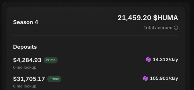 The image shows a screenshot of a cell phone screen displaying information about a transaction made using the cryptocurrency Humafinance. The screen displays the total amount of money involved, which is $21,450.20, and the date of the transaction, which is October 4th. There are also details about the transaction's status: it has been accepted by the platform, and it has been completed successfully. The image also includes a caption that reads "What can I say? @humafinance is just the best DeFi on Solana!".