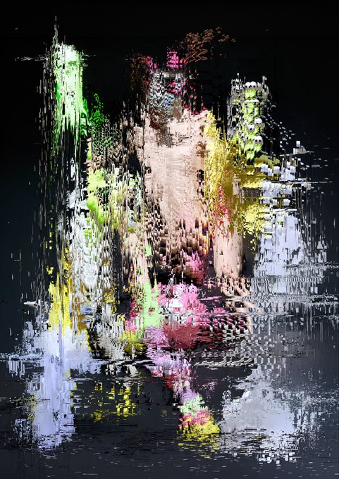 The image features a painting with a black background, which has been altered into a digital art piece using various colors and textures. The artist's face can be seen in the middle of the painting, surrounded by an array of different colored flowers that create a sense of depth and complexity. The painting is titled "I have just collected" and it appears to be a post on social media or a personal collection.