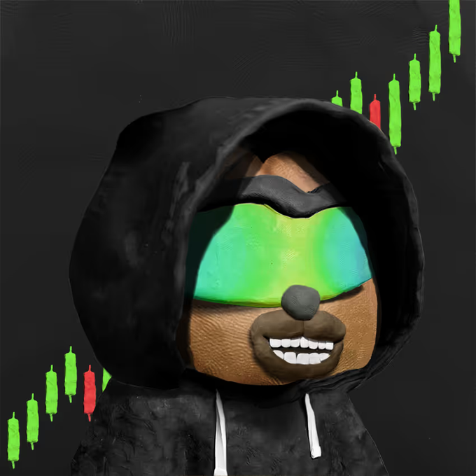 A 3D-rendered bear-like character wearing a black hoodie with green visor and bared teeth smiles against a dark background displaying a green and red candlestick chart trending upward, symbolizing the recent successful Clay Stonkz NFT sale for 125 ETH (USD $315,000), far exceeding the collection's 32.45 ETH (USD $82,000) floor price.