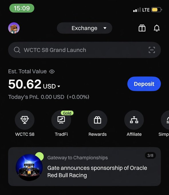 A Gate.io app screenshot shows an estimated total value of $50.62 USD with $0.00 PnL, aligning with the post claiming free money was deposited into a long-time user's account.