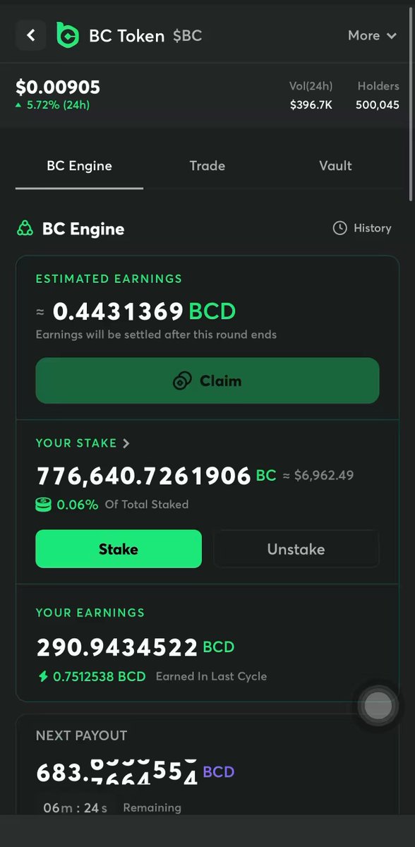 The image shows a cell phone screen displaying information about a gambling app called BC.Game, which offers a unique loyalty program using the power of blockchain technology. The user can earn $BCD (BCD) by playing games at the casino, and they will be instantly staked in $BCD once they start playing. This feature is designed to encourage users to keep coming back and spending more money on the app. The screen also shows a list of other gambling apps available for download, but BC.Game stands out due to its innovative approach to gaming and user experience.