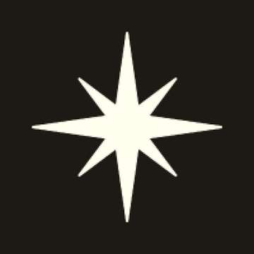 A simple white eight-pointed star or sparkle shape centered on a solid black background.