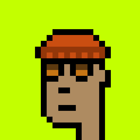 A pixel art illustration of a character wearing an orange headband on a green background, featuring the letter 'P'.