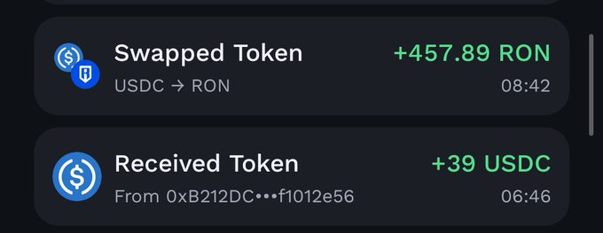 The image shows two columns of text, one with a green arrow pointing upwards and another with a blue arrow pointing downwards. The arrows are positioned at different heights, indicating that there might be some sort of trend or change happening in the cryptocurrency market. The text on the image reads "I want to see a trend like this.. for the ronin i will do this on the next payout again mwah thanks @Moku_HQ @Ronin_Network". This suggests that someone is interested in tracking and analyzing trends related to cryptocurrency, specifically focusing on the value of the cryptocurrency being tracked.