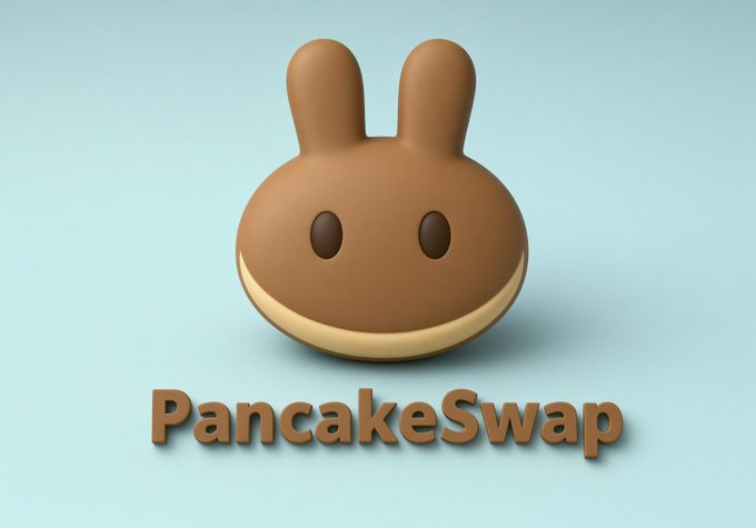 A 3D rendered brown bunny mascot with a smiling face, representing PancakeSwap.