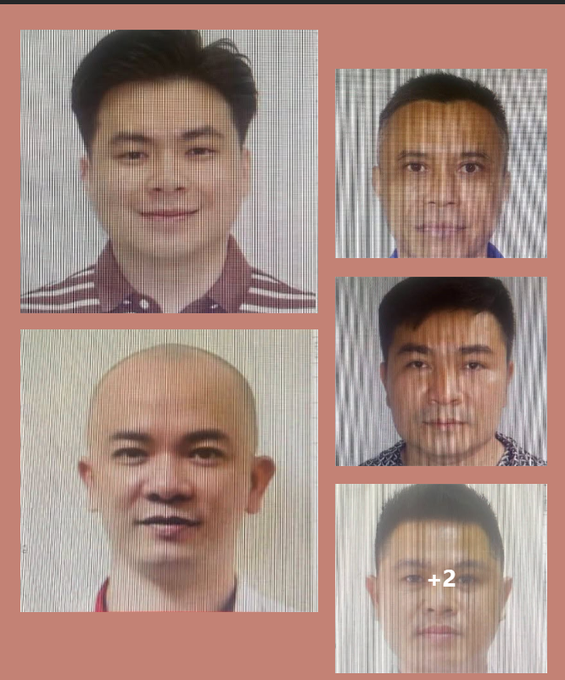 A collage of five ID-style portrait photos of men on a reddish-brown background, with a '+2' indicator on one photo suggesting more images.
