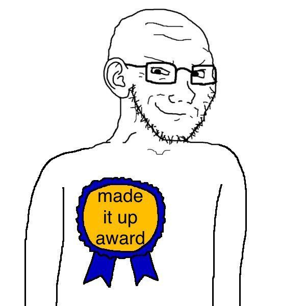 A smugly drawn man, labeled with a "made it up award," is depicted. This image satirically represents the idea that traditional stock ownership, as perceived by a younger generation, is akin to a self-awarded title for the "boomer" generation.