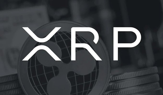 The image displays the XRP logo, featuring the distinctive "XRP" lettering overlaid on a globe-like circular emblem, all set against a dark grayscale background of stacked cryptocurrency coins. The bold branding visually reinforces the post's message about XRP's readiness for a significant price movement following years of development and regulatory progress.