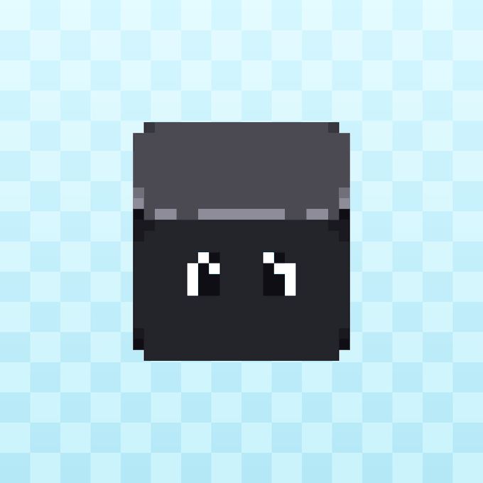 A pixel art image of a dark gray creature with small white eyes against a light blue checkered background, representing one of the Blupets NFTs swept in the bulk purchase.
