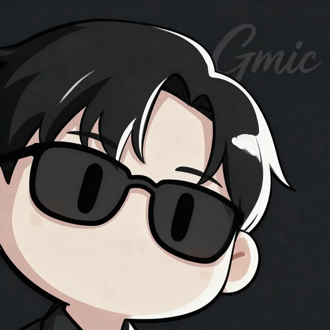The image shows a cute cartoon avatar of a person with black hair wearing dark sunglasses, with the stylized text "Gmic" visible in the upper right corner. The avatar appears to represent the username "Gmic" who is expressing a bullish sentiment on Seismic Systems (@SeismicSys).