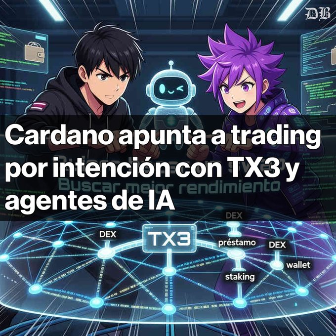 The image features two cartoon characters standing behind a table with a computer screen displaying information about trading protocols, specifically about the protocol TX3. The text in the image suggests that they are discussing or explaining the use of the protocol for trading purposes.