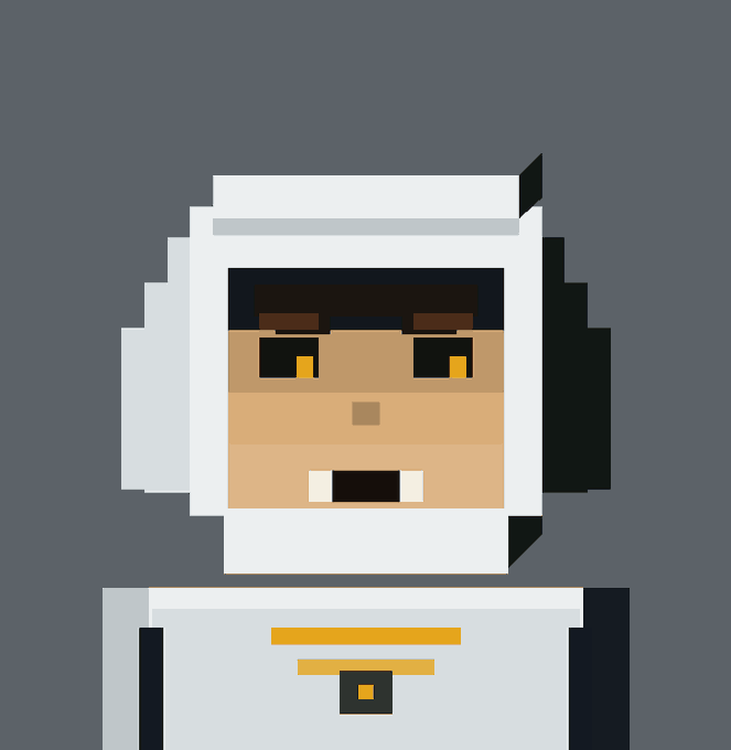 A pixel-art character with glowing gold eyes stands above a gold-accented device. It complements the post’s bullish sentiment by presenting a promising, early-stage “moonshot” project whose strong vibes make it worth watching—though DYOR.