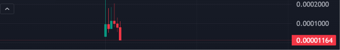 A candlestick chart displays a steep price decline from highs near 0.0002 to a current value of 0.00001164, illustrating the post's warning about launching on Pump.fun without investor protection—the chart visually captures the token's crash following the speculative launch.