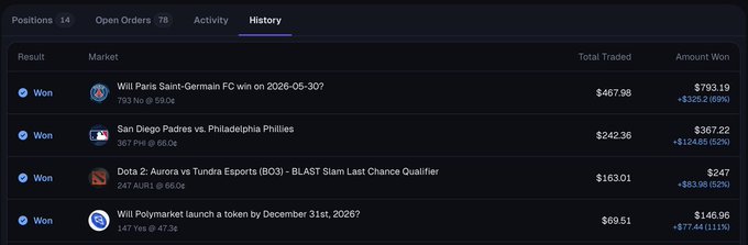 The image features a screenshot of a tab on a computer screen displaying a list of sports games along with their ratings. The main focus is on the baseball game being played by Will Paris. A total of five players can be seen on this particular game, indicating that multiple teams are involved in the match. The post about the sports game seems to involve predicting the outcome and potentially earning money through trading strategies related to the games. Additionally, there's a section labeled "History", which might contain information about past events or trends within the sports world.