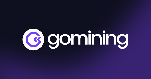 Gomining logo with purple 'G' icon on dark purple gradient background.