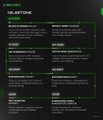 A dark screen with green text, appearing to be a menu or settings interface with unreadable details.