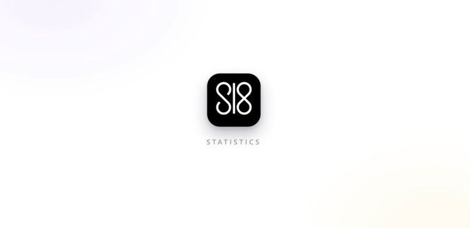 The image displays the Sl8 Statistics app icon, featuring a stylized "S8" logo on a black background with "STATISTICS" written beneath it, which serves as the branded visual for the platform mentioned in the post about their multi-asset staking campaign offering APYs ranging from 28% to 62%.