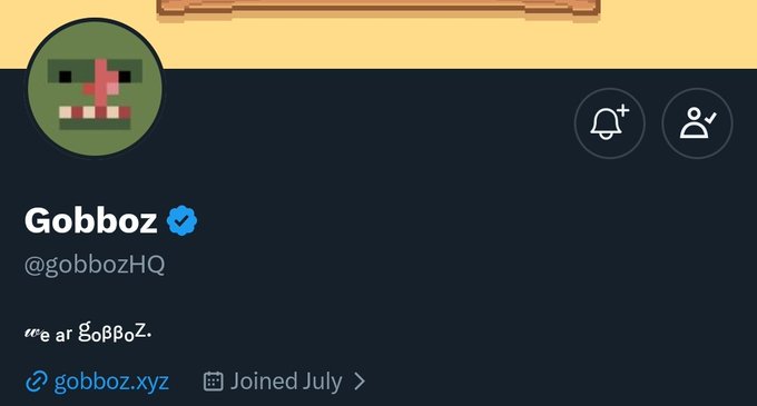 A Twitter/X profile for "Gobboz" (@gobbozHQ), featuring a pixel-art goblin avatar with a blue verified checkmark and the link gobboz.xyz, joined in July. The profile aligns with the post announcing a secured allocation for the Gobboz project, highlighting its 4,696 supply on Ethereum and pixel art style.