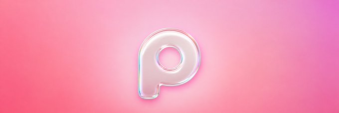A stylized, glossy white letter "P" with a pink and purple iridescent outline floats against a soft pink gradient background, serving as the logo for the @PonsIndex token mentioned in the post.