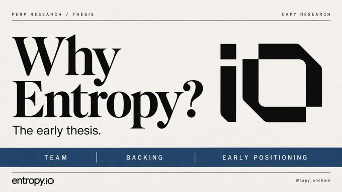 A promotional graphic for 'Why Entropy? The early thesis.' by CAPY RESEARCH, featuring the entropy.io logo and the handle @capy_onchain.
