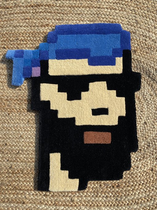 A pixel-art style craft depicting a ninja character with a blue headband.