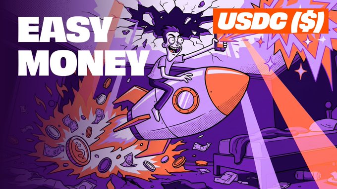 The image features a cartoon illustration of a person riding a rocket ship, with the text "Easy money" written above them. The rocket ship appears to be flying through space or crashing into something, adding an element of excitement and adventure to the scene. The overall atmosphere suggests that the post is promoting a product or service related to easy money, possibly involving cryptocurrency or some other form of digital currency.