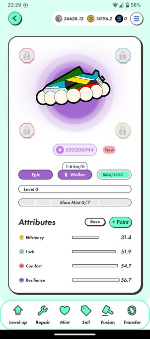 The image shows a phone screen with an app icon, which appears to be a fitness tracking app. The app has a purple background and features various icons representing different aspects of the app's functionality. The main focus of the image is the app icon itself, located in the top left corner.