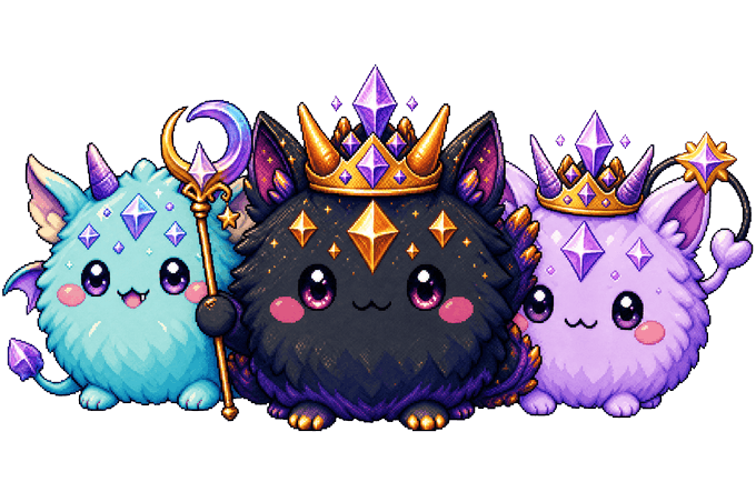 The image features three cute cartoon animals, each wearing a crown with a gemstone on top of their heads. The animals are positioned side by side against a green background. Below the image, there's text that reads "666 creatures are hatching on @Ethereum Hold one and it grows. Sell it and it'S gone permanently. The rarest asset in crypto isn'S a token. It'S time." This message seems to be related to the post about Ethereum coins or tokens, as indicated by the use of the word "Ethereum" in the image description.