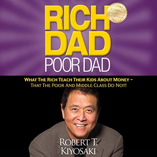 The image features a man wearing a suit, smiling for the camera, with the title "Rich Dad Poor Dad" written above him. The background of the image is purple, which complements the man's suit. Below the man, there are two lines of text that read "What The Rich Teach Their Kids About Money - That The Poor and Middle Class Do Not!" This suggests that the post might be promoting a book or series by Robert T. Kiyosaki called "Rich Dad Poor Dad".