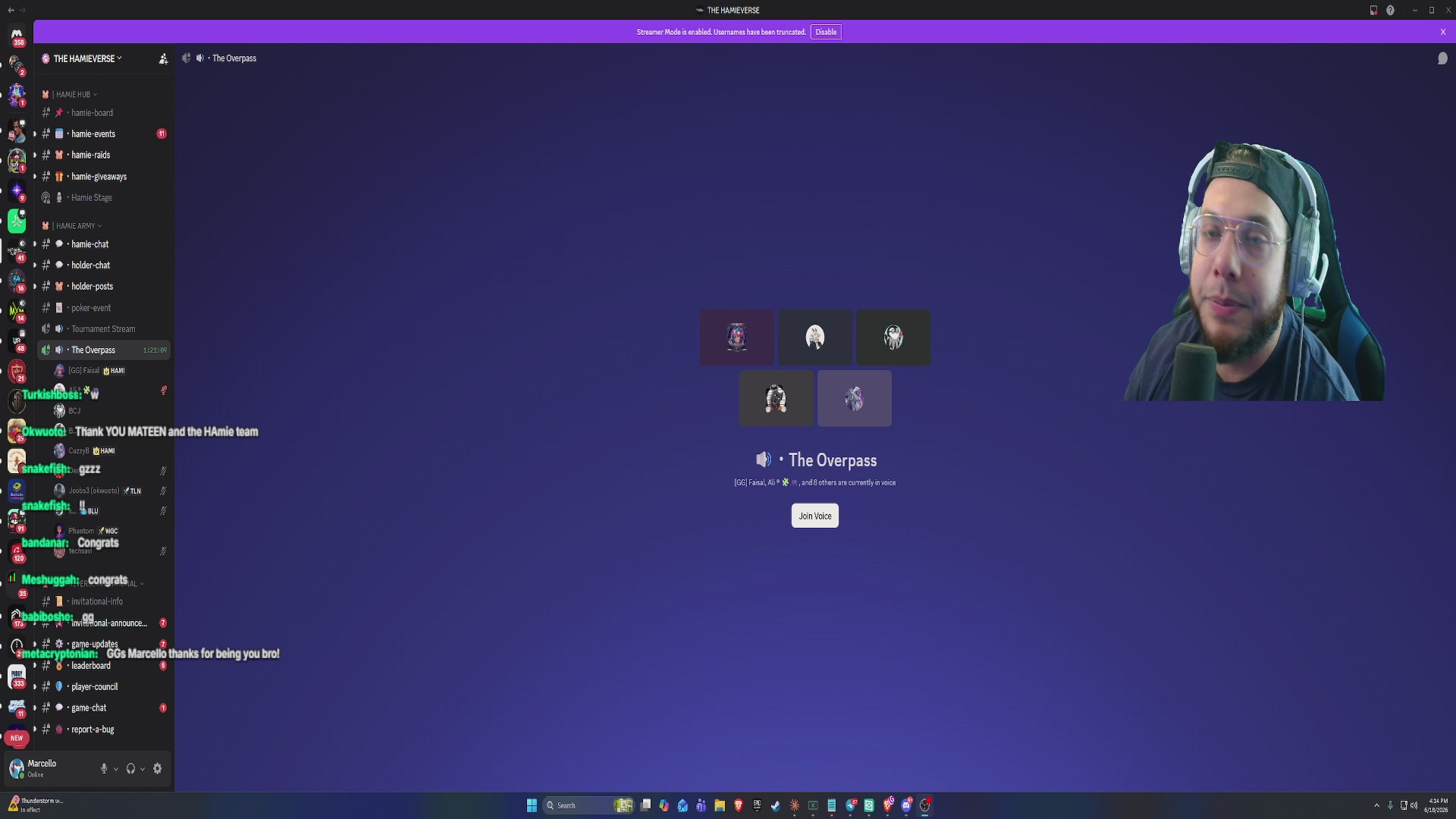 The image shows a computer screen displaying a game interface with a man's face, likely a male character or avatar, as the main focus. The background of the image is purple, which contrasts with the white text that reads "Hamieverse Gamenight - NFT Giveaway!". This suggests that there might be an ongoing online gaming event or giveaway related to Hamieverse Gamenight in progress.