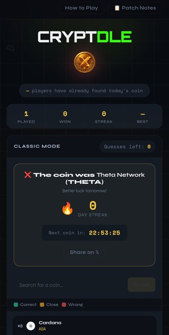 The image shows a cell phone screen displaying a Cryptdle game interface with a message about a new Cryptdle game called "Theta Network". The game has been recently discovered, and it's making crypto fun again for players. The game is available on the Cryptdle website, which can be accessed by searching for "Cryptdle" in the search bar at the top of the screen or typing "Cryptdle" into a search engine.