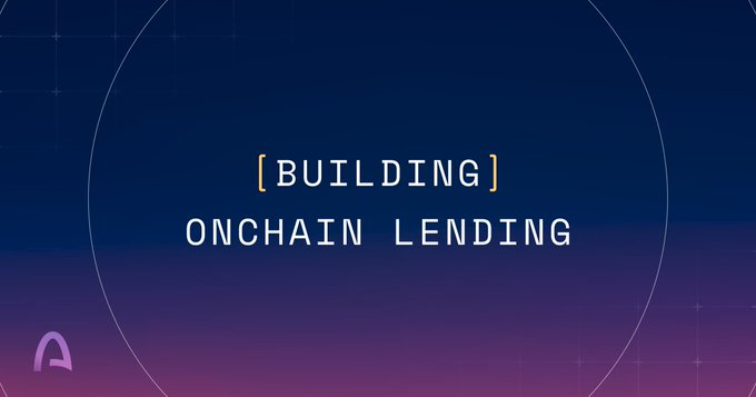 The image features a large banner with the text "Building (onchain lending)" written in white letters against a purple background. The words are arranged in a circular pattern, creating an eye-catching design that stands out against the purple backdrop. The phrase "Arc gives onchain lending the stable, real-time rails it's always needed." is also present within the banner, which further emphasizes the concept of onchain lending and its importance in the financial world.