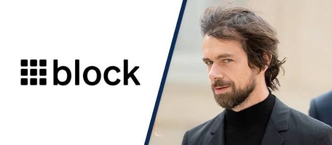 An image featuring the Block company logo next to a photo of a man with a beard wearing a black turtleneck.