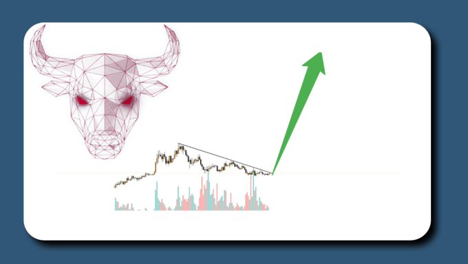 The image features a pink wireframe bull with red glowing eyes next to a candlestick chart showing a breakout pattern with a prominent green arrow pointing upward, symbolizing bullish momentum for $ANSEM. This visual aligns with the post's message of community-driven growth and the development of $ANSEM as highlighted by @blknoiz06's gANSEM.