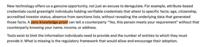A text excerpt discussing attribute-based credentials and zero-knowledge proofs as tools to limit information sharing, with "zero-knowledge proof" highlighted in yellow.