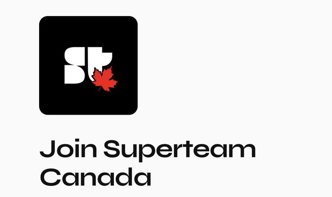 A logo for 'Superteam Canada' featuring stylized letters 'st' with a red maple leaf on a black square.