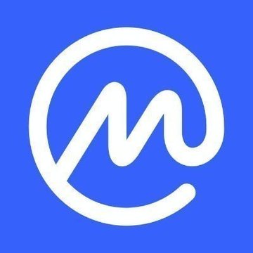 A white stylized logo featuring an 'M' inside a circular design on a blue background, resembling the MX Player or Metronome app icon.