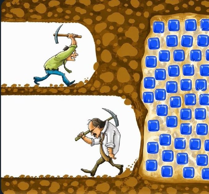 The image features two cartoon men with shovels, one holding a hammer and the other carrying a pickaxe. They are standing next to each other, facing opposite directions. The man with the hammer is positioned towards the left side of the image, while the man with the pickaxe stands on the right side. Both characters appear to be engaged in digging activities.