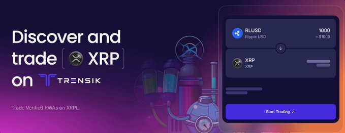 The image features a post from @Trensik, which is all about exploring and investing in Bitcoin. The main focus of the image is a screenshot of the "Discover and Trade XRP" signboard, with the text "Discover and trade XRP on Trensik". This information is relevant to the current situation, where there's an ongoing conversation or discussion related to the Bitcoin market and crypto trading using the XRP Ledger. The post aims to educate and guide users in discovering and investing in this new cryptocurrency.