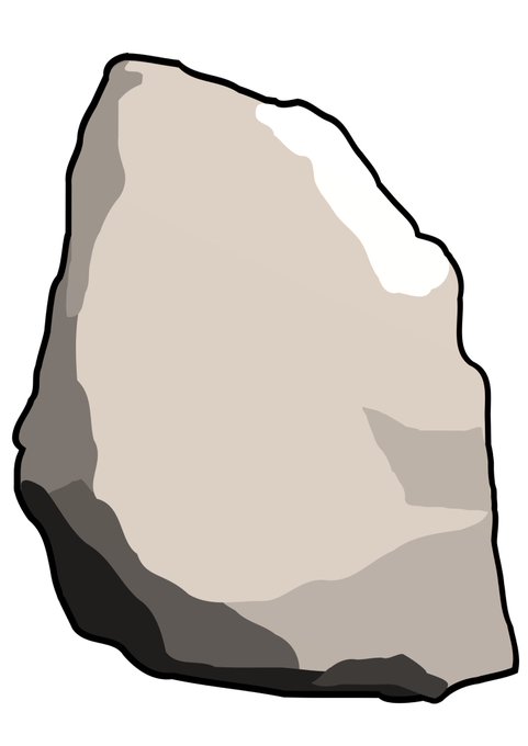 Simple illustration of a beige/cream colored rock or stone against a light gray background, with shading suggesting a three-dimensional boulder shape.