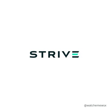 A minimalist logo design features the word 'STRIVE' in dark letters with the letter 'E' stylized in teal green, accompanied by the handle '@watchmemsx' in the bottom right corner.