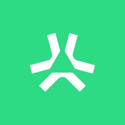 A green square icon featuring a white abstract geometric logo with three interconnected shapes.