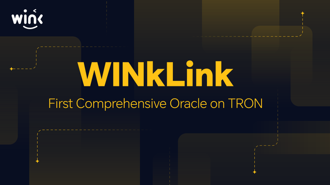 The image features a banner for the first comprehensive oracle service called "WINLINK" that connects to the real world through TRON. The text on the banner highlights the capabilities of this service, stating that it enables TRON applications to interact with external data sources such as exchanges, financial APIs, and market information providers. This allows users to access valuable information beyond what is available within the blockchain network.