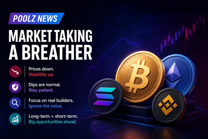 The image shows a market trading chart with various cryptocurrency symbols such as $BTC, $ETH, and $SOL. The prices for these coins are shown below each symbol, indicating the current fluctuations in the market. One of the cryptocurrencies, $SOL, is hovering around $60 to $65, suggesting its stability or perhaps just its recent price movement. Another symbol, $BNZ, appears to be at a loss near $1,500-1,600. These trends and patterns indicate that the cryptocurrency market is experiencing some fluctuations, with certain coins showing stability while others are losing value. The post discussing these trends emphasizes a breath in the market, possibly indicating an upcoming change or pattern.