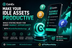 This image is a promotional advertisement for CoinEx featuring the tagline "MAKE YOUR IDLE ASSETS PRODUCTIVE" while storing for every market opportunity, displaying logos for Bitcoin, USDT, and Tether. The post ties into this by highlighting that altcoins (like the coins CoinEx is showcasing) are positioned for a major breakout, with the ad's emphasis on market opportunities and flexible savings reinforcing the excitement around an incoming altseason pump.