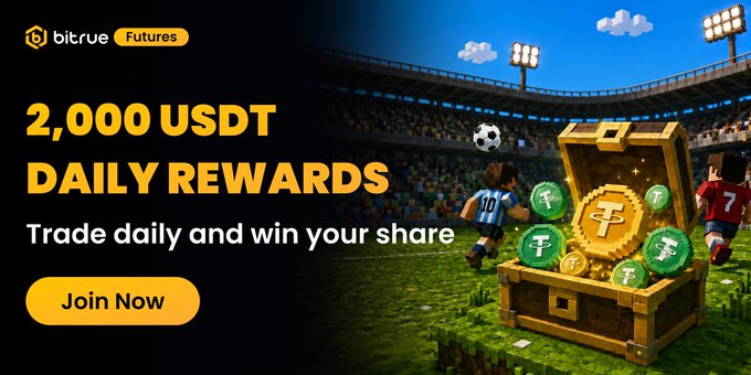 The image features a poster for an event called "The Futures Cup" with a soccer field in the background, where people are playing soccer. The poster also includes text about trading futures and daily rewards, inviting users to join the campaign by sharing their share of the pool.