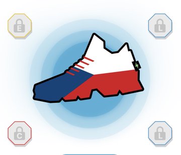 The image features a shoe with a blue, white, red, and green color scheme that resembles a map of Europe. The shoe has a round shape, which could be interpreted as a symbol for the European Union or a globe. There are four lock symbols surrounding the shoe, suggesting it might be related to a security system or an access control measure. Additionally, there is a "StepN" symbol in the image, possibly indicating a step-up feature on the shoe's design. The post also includes a link to a video game called "StepN", which could be related to the shoe's theme or gameplay mechanics.